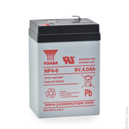 Batterie plomb AGM YUASA NP4-6 6V 4Ah F4.8 product photo 1 L