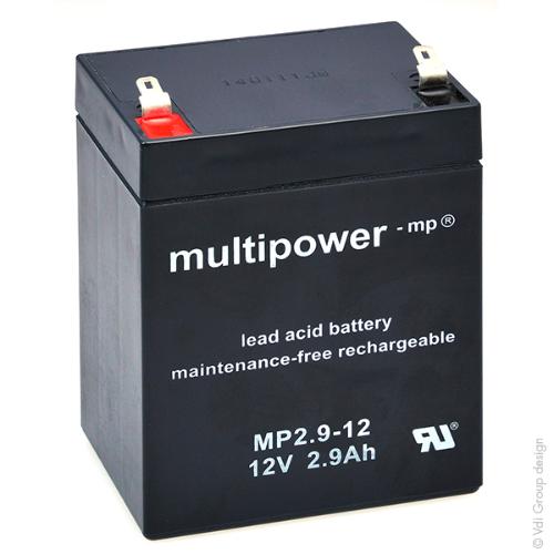 Batterie plomb AGM MP2.9-12 12V 2.9Ah F4.8 photo du produit 1 L