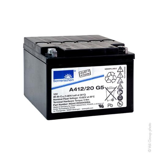 Batterie plomb etanche gel A412/20 G5 12V 20Ah M5-M photo du produit 1 L