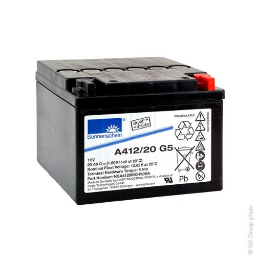 Batterie plomb etanche gel A412/20 G5 12V 20Ah M5-M photo du produit 2 L