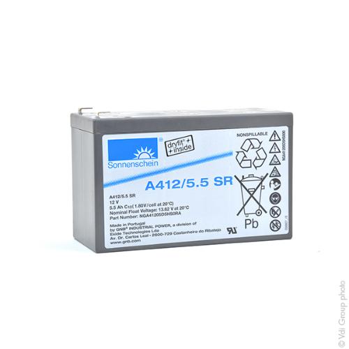 Batterie plomb etanche gel A412/5.5 SR 12V 5.5Ah F6.35 photo du produit 1 L