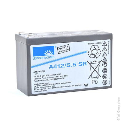 Batterie plomb etanche gel A412/5.5 SR 12V 5.5Ah F6.35 photo du produit 2 L