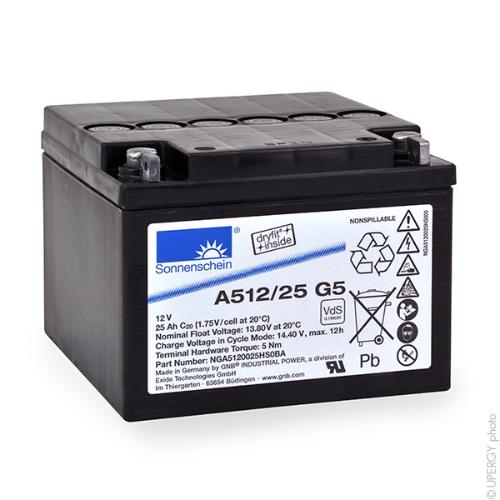 Batterie plomb etanche gel A512/25G5 12V 25Ah M5-M photo du produit 1 L