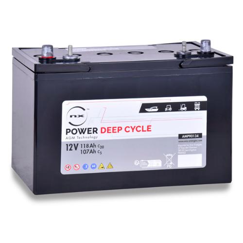 Batterie traction NX Power Deep Cycle AGM 12V 118Ah Double bornes photo du produit 1 L