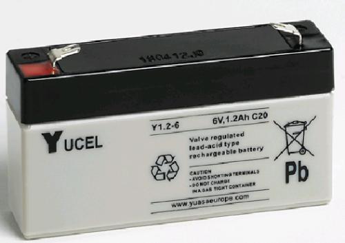 Batterie plomb AGM YUCEL Y1.2-6 FR 6V 1.2Ah F4.8 photo du produit 1 L