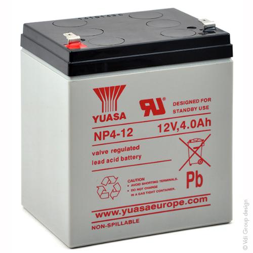 Batterie plomb AGM YUASA NP4-12 12V 4Ah F4.8 photo du produit 1 L