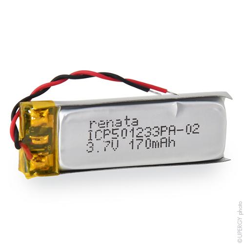 Batterie Li-Po 1S1P ICP501233PA + PCM UN38.3 3.7V 175mAh fils photo du produit 1 L