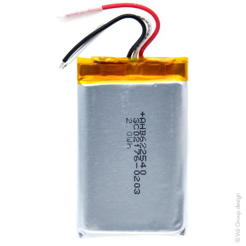 Batterie Li-Po 1S1P ICP622540PMT+ PCM UN38.3 3.7V 550mAh fils photo du produit 1 L