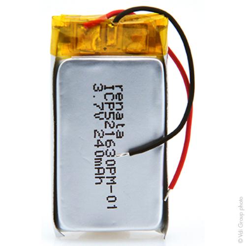 Batterie Li-Po 1S1P ICP521630PM + PCM UN38.3 3.7V 250mAh fils photo du produit 2 L