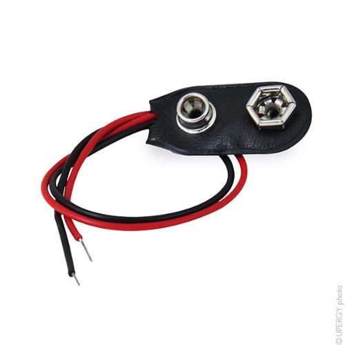 Connecteur clip pression 9V avec fils Rouge et Noir UL1007 - AWG26 , 150mm photo du produit 1 L