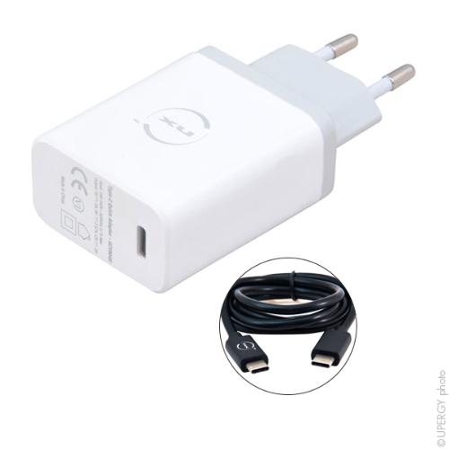 Chargeur secteur EU 24W type C + câble de synchronisation et de charge USB type C à type C photo du produit 1 L