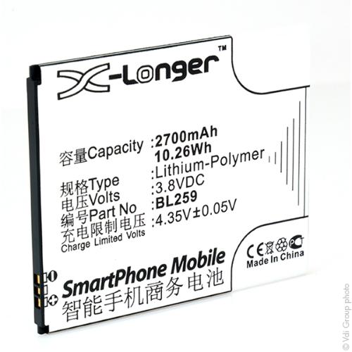 Batterie téléphone portable pour Lenovo 3.8V 2700mAh photo du produit 3 L