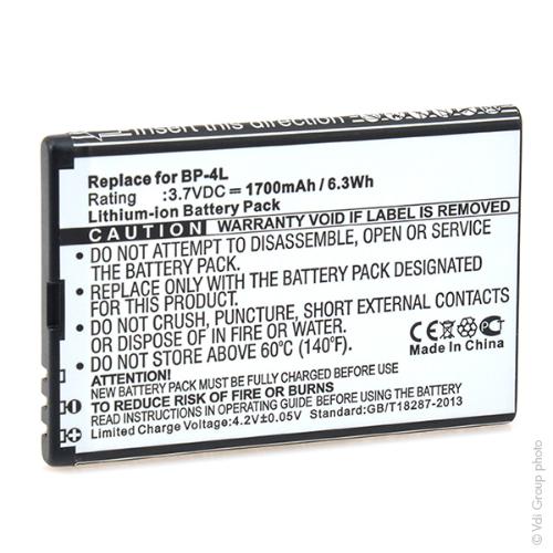 Batterie téléphone portable pour Nokia 3.7V 1700mAh photo du produit 3 L