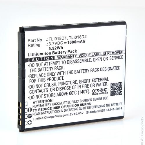 Batterie téléphone portable pour Alcatel 3.7V 1600mAh photo du produit 3 L