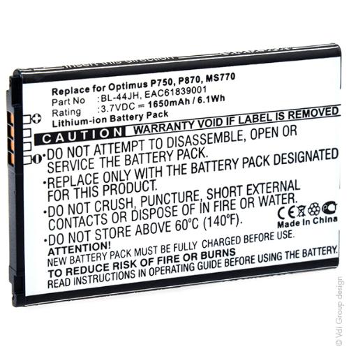 Batterie téléphone portable pour LG 3.7V 1650mAh photo du produit 3 L