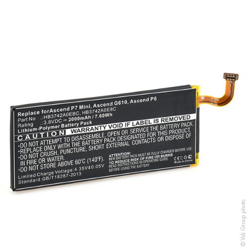 Batterie téléphone portable pour Huawei 3.8V 2000mAh photo du produit 3 L