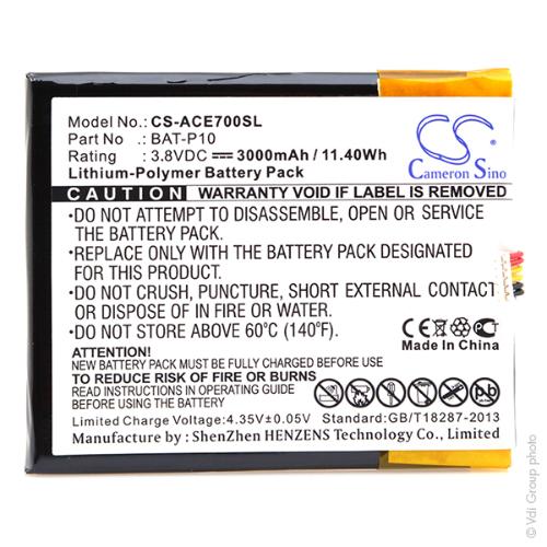 Batterie téléphone portable pour Acer 3.8V 3000mAh photo du produit 1 L