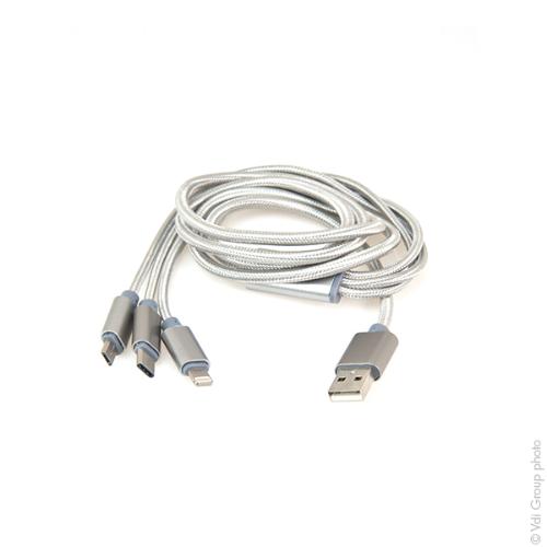 Câble multi-ports USB vers Micro-USB / USB C / Lightning photo du produit 1 L