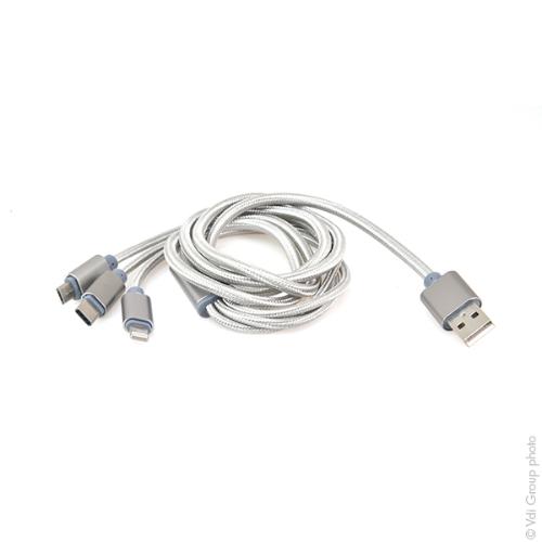 Câble multi-ports USB vers Micro-USB / USB C / Lightning photo du produit 2 L