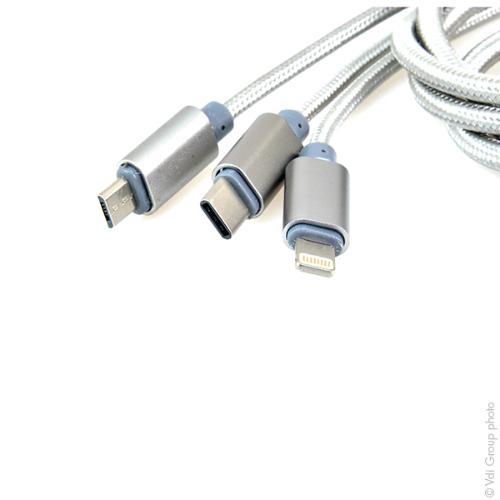 Câble multi-ports USB vers Micro-USB / USB C / Lightning photo du produit 3 L