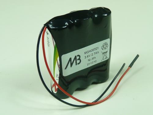 Batterie Nimh 3x AA NX 3S1P ST1 3.6V 2400mAh Fils photo du produit 1 L