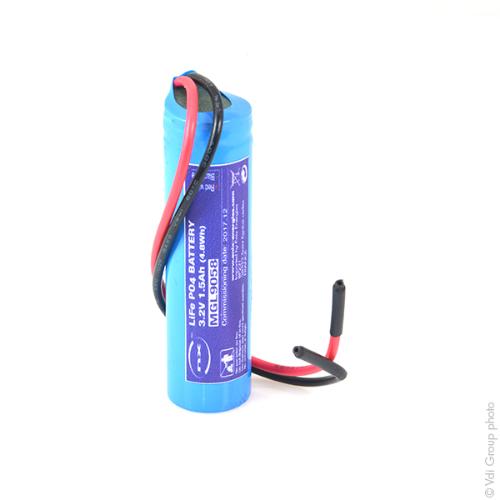 Batterie Lithium Fer Phosphate 1S1P IFR18650 + PCM (4.8Wh) + fils AWG20 3.2V 1.5Ah photo du produit 2 L