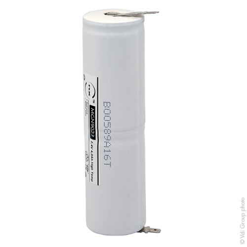 Batterie eclairage secours 2xD ST4 Faston 4.8mm (+2.8mm) 2.4V 4Ah photo du produit 1 L