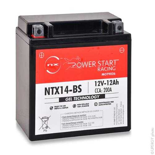 Batterie moto Gel YTX14-BS / FTX14-BS / NTX14-BS 12V 12Ah photo du produit 1 L