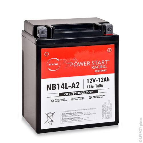 Batterie moto Gel YB14L-A2 / FB14L-A2 / 12N14-3A 12V 12Ah photo du produit 1 L