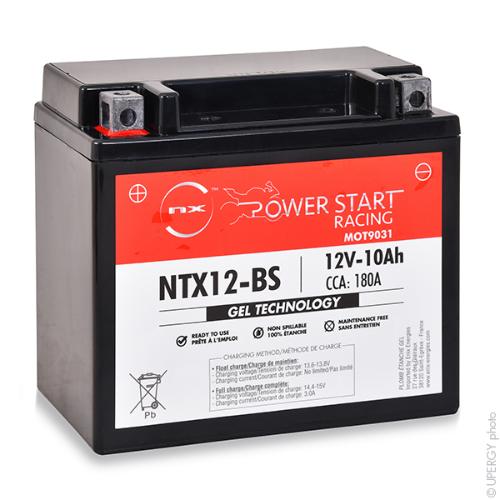 Batterie moto Gel YTX12-BS / FTX12-BS / NTX12-BS 12V 10Ah photo du produit 1 L