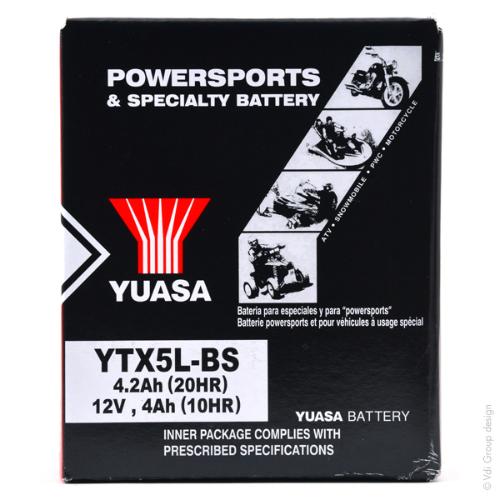 Batterie moto YUASA YTX5L-BS / YTX5L 12V 4Ah photo du produit 4 L