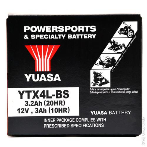 Batterie moto YUASA YTX4L-BS 12V 3Ah photo du produit 4 L