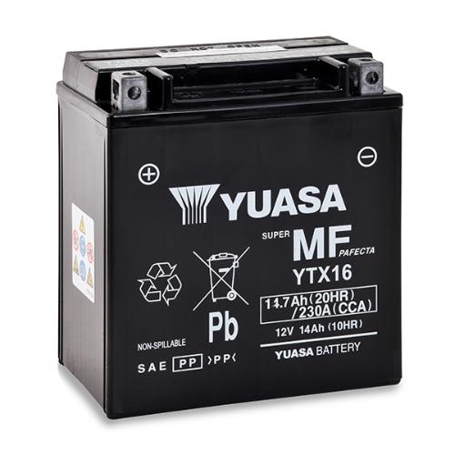 Batterie moto YUASA YTX16-BS 12V 14Ah photo du produit 1 L