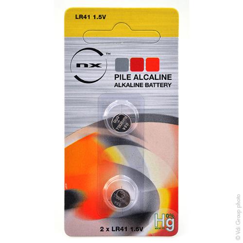 Pile bouton alcaline blister LR41 NX - 0% Hg 1.5V 36mAh photo du produit 3 L
