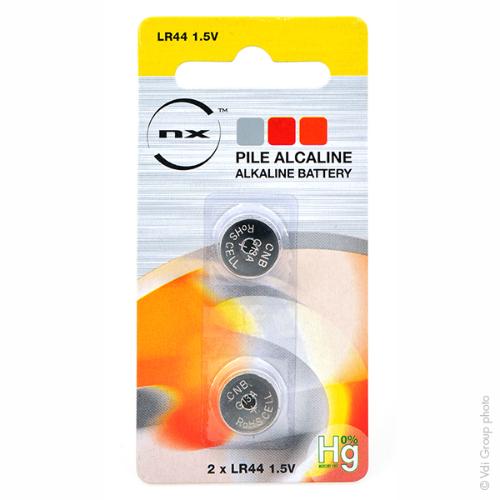 Pile bouton alcaline blister LR44 NX - 0% Hg 1.5V 145mAh photo du produit 3 L
