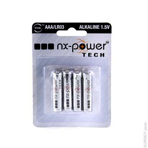 Pile alcaline blister x4 LR03 - AAA Nx-Power Tech 1.5V 1.46Ah photo du produit 1 L
