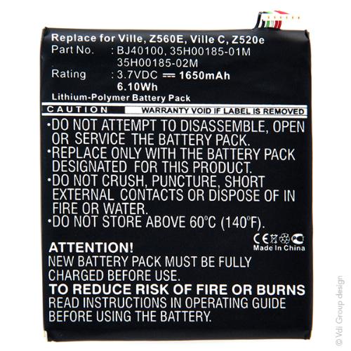 Batterie PDA 3.7V 1650mAh photo du produit 1 L