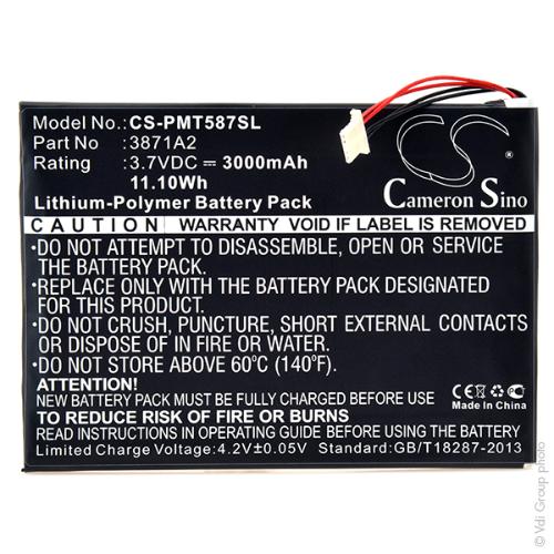 Batterie tablette 3.7V 3000mAh photo du produit 1 L