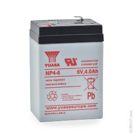 Batterie plomb AGM YUASA NP4-6 6V 4Ah F4.8 product photo