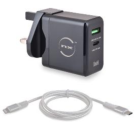 Adaptateur secteur UK 65W + Câble USB C vers Lightning photo du produit