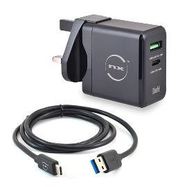 Adaptateur secteur UK 65W + Câble USB vers USB C photo du produit