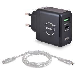 Adaptateur secteur EU 65W + Câble USB C vers Lightning photo du produit