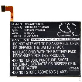 Batterie téléphone portable pour Wiko 3.8V 2000mAh photo du produit